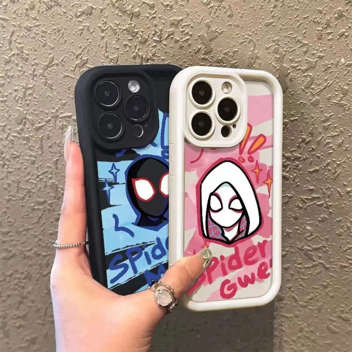 Spider couples iphone11 mobile phone case cartoon monster colorful gradient for iphone12/13/14 15 16 Pro Max 7p anti-fall shockproof protection skin feel soft silicone shell Accessories Handle Wireless Cover Casing Smartphone Cellphone Protective