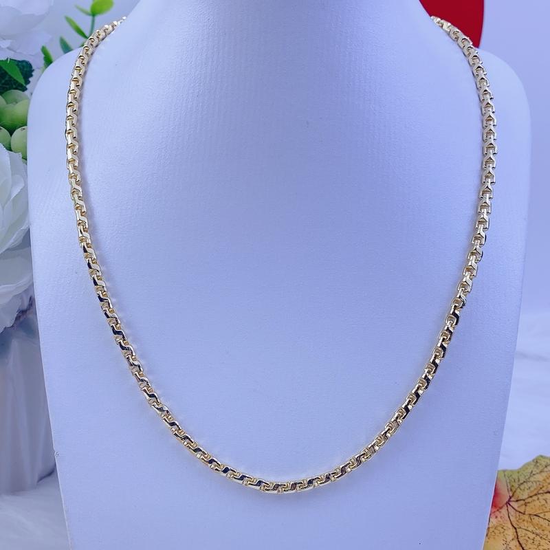 Dây chuyền chữ công vuông 3 chỉ khoá tròn có ký hiệu bền đẹp - Trang sức bảo long