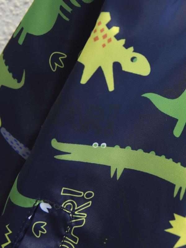 Toddler Boy's Cartoon Dinosaur Print Zip Up Jacket, Casual All Over Print Drop Shoulder Mock Neck Jacket for Fall & Winter, Little Boys Outerwear for Daily Wear, Kid's Coat for School Wear, Balkan School Outfits 2