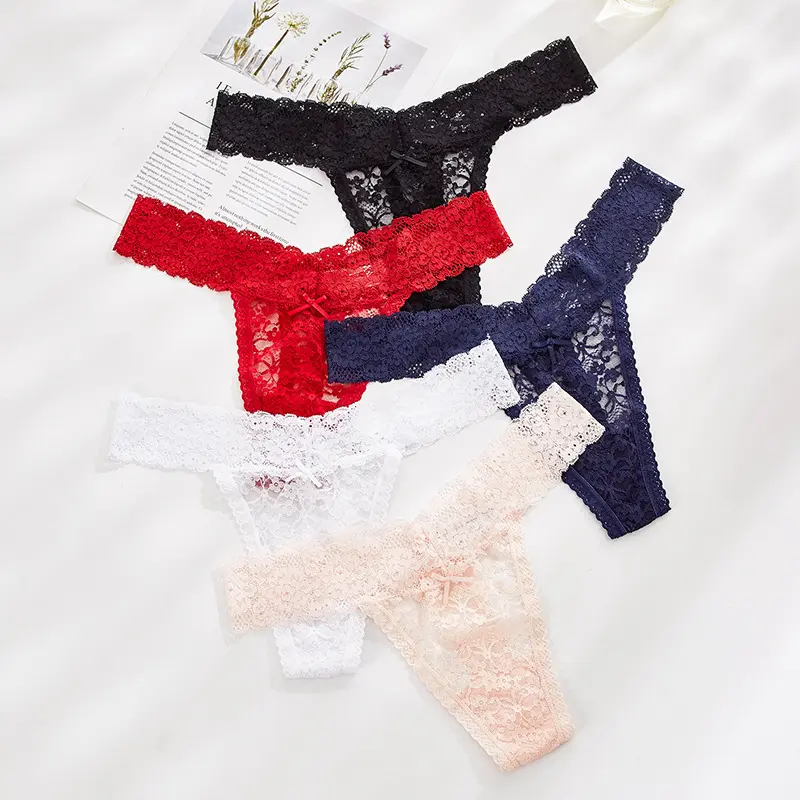 Sexy Thong Briefs Lace Underpant Women's Underwear Plus Size Transparent Panties Hollow Out Lingerie Women's T-panties