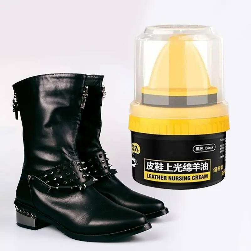 【Produk Baru】Semir Kulit Semir Sepatu Cream Semir Sepatu Sepatu Hitam Dengan Kuas Minyak Pelindung Perawatan Anti Air