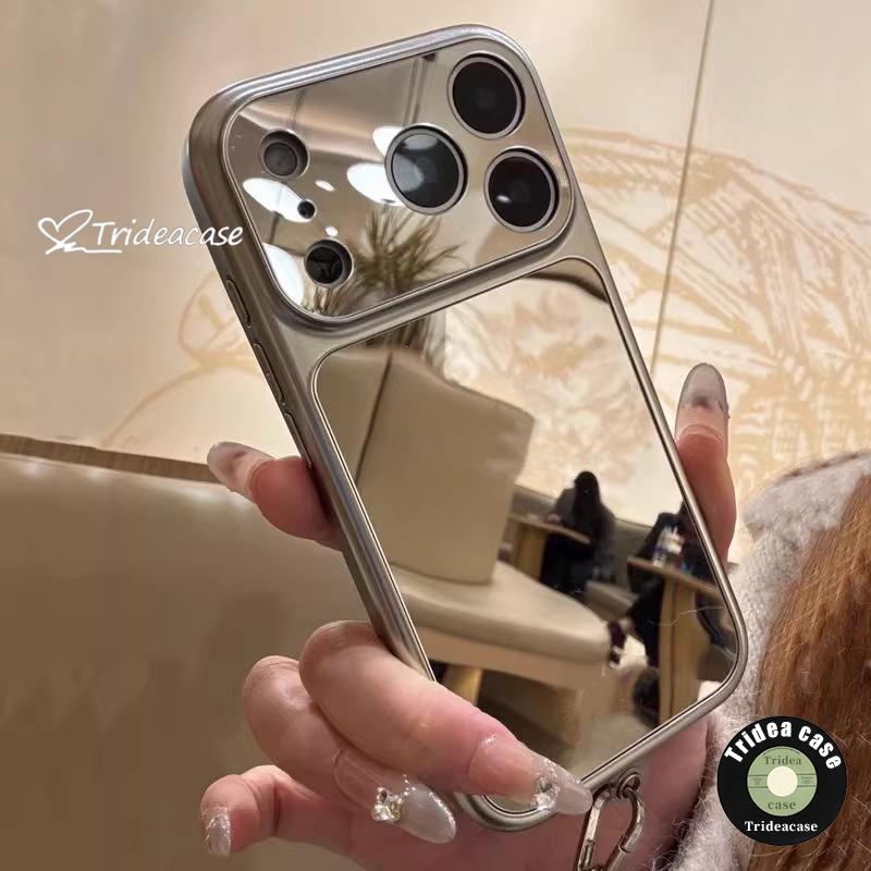 Ốp Lưng Tương Thích Cho IPhone 18 13 17 16 11 17Air 15 14 12 Pro Max 13 15 17 12 14 16 Pro 15 16 14 Plus X XR XS Max Sáng Tạo Tươi Màu Trơn Sang Trọng Màu Bạc Chống Rơi Chống Sốc Gương Trang Điểm Bảo Vệ Điện Thoại Vỏ Mềm