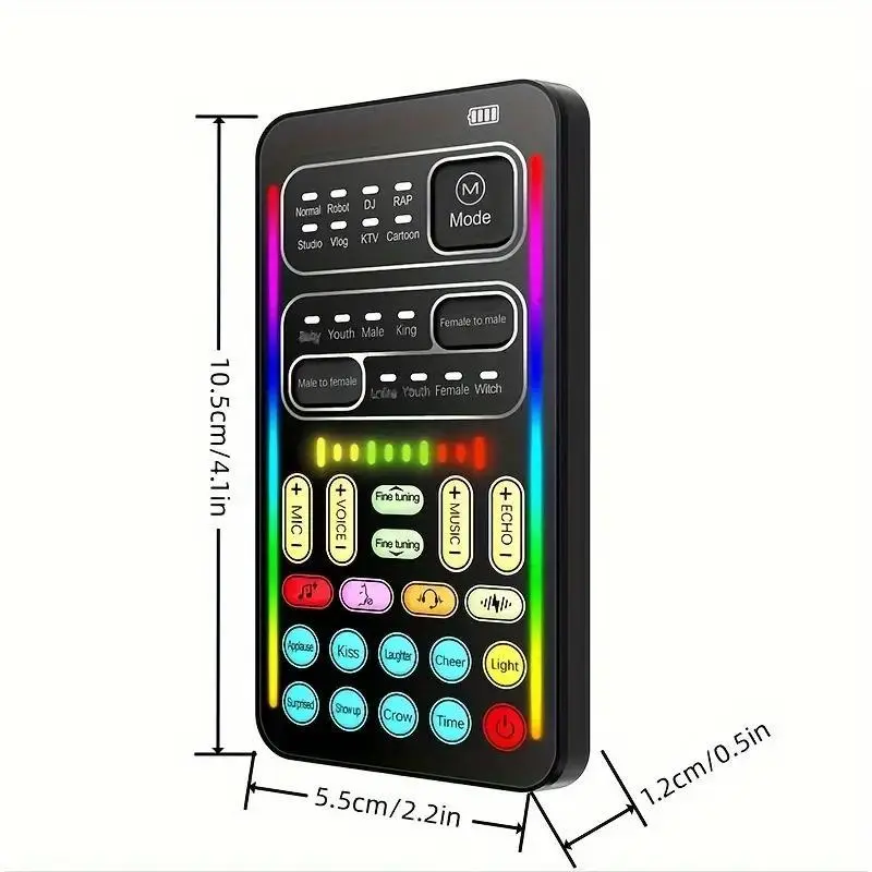 Portable Handheld Microphone Voice Changer, Rechargeable Voice Changer Sound Card, Professional Voice Changer for Live Streaming, Singing, Gaming, Audio 1