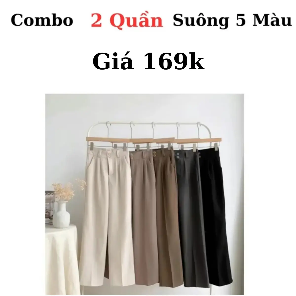 Combo 2 Quần ống suông 5 MÀU - Vải tuyết mưa Nữ Women Ong quần  ống quần  tây  nữ  ống  suông