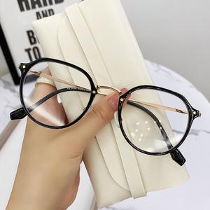 แว่นตาเลนส์แบนย้อนยุค, แว่นตาสำหรับผู้ชายและผู้หญิง, แว่นตาสำหรับสายตาสั้น, เหมาะสำหรับนักเรียน, มาใหม่, พร้อมคุณสมบัติแสงสีฟ้า, ที่ยึดแว่นตา