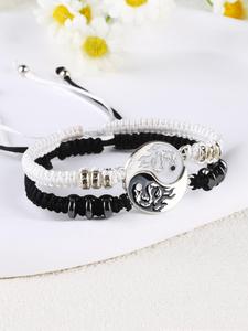 Pulsera trenzada con dijes de yin y yang, pulsera ajustable con cuentas decorativas, joyería unisex para fiestas, decoración diaria de ropa, joyería moderna y exquisita para regalo de cumpleaños