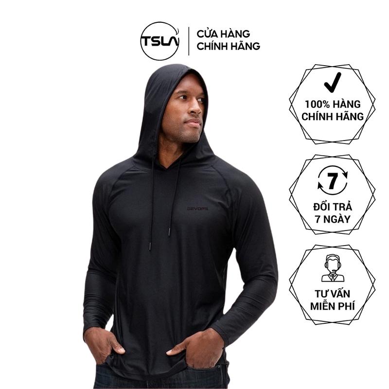 Áo hoodie thể thao nam TSLA form rộng chất thun kháng khuẩn chống uv co giãn cho người tập gym đá bóng rổ TSO2020
