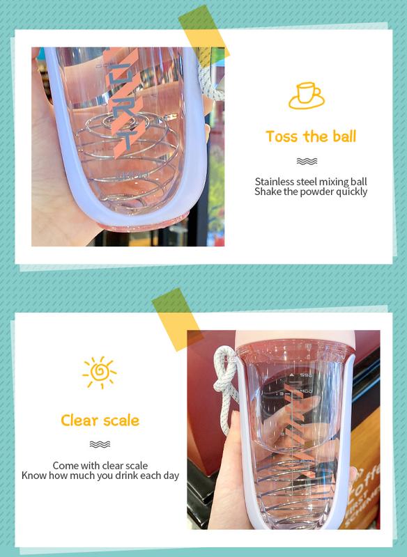 Product Introduction of 1Pcs 550ml Portable Plastic Shaker Water Bottle Sports Travel Protein Shaker Drink Bottles BPA Free New 7