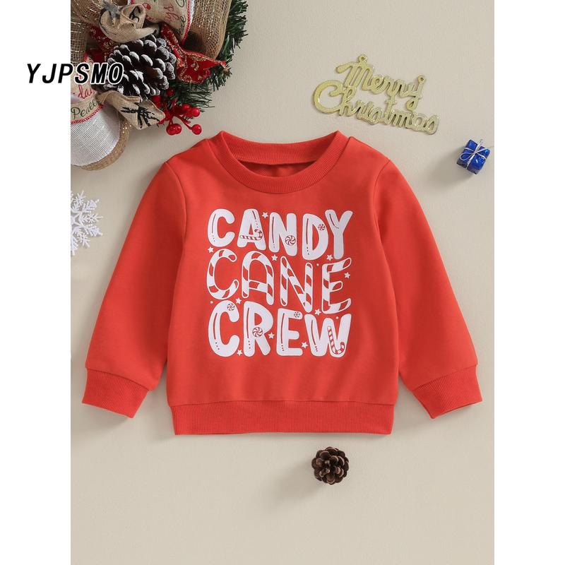 Baby Christmas Sweatshirts Long Sleeve Candy Cane Print Pullover Tops 3