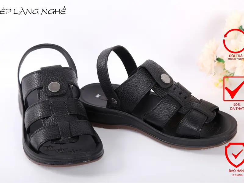 Dép Dọ Da Bò Nappa- ĐẾ KẾP Kiểu Sandal Mũi Mở 2CE Hàng Bảo Hành 12 Tháng Nhung  Đế Bằng DéP 5