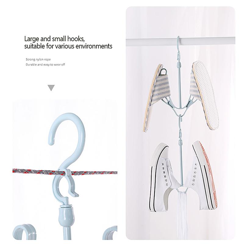 Product Introduction of Multifunctional Shoes Drying Hanger Drying Rack Windproof Rotatable Balcony Scarf Necktie Shoe Hanging For Home Storage Organize 14