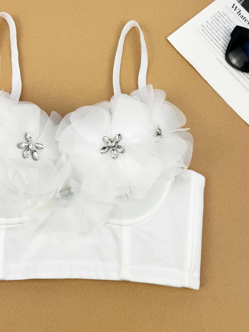 Product Introduction of Triangle Cup Underwire Backless Bra with Rose Red Flower Petals and Diamonds  Bras Outside Fishbone Inner Bralette 22