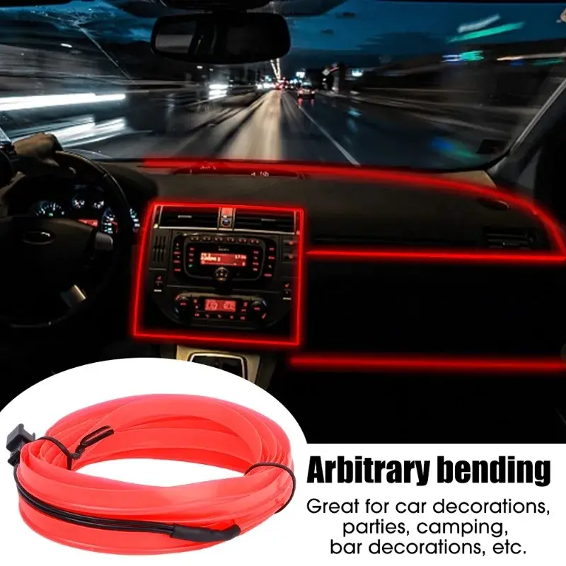 Dải đèn LED, USB Thông Dụng cho nội thất ô tô, bảng điều khiển, bảng điều khiển, dải đèn Xung Quanh 1 / 3M, trang trí ô tô 5