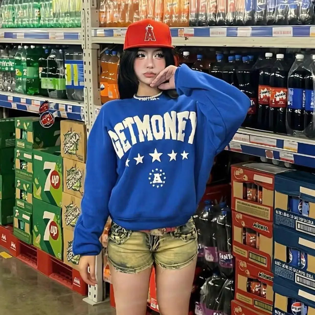 Áo Nỉ Sweater GET MONEY GonZstudio Áo Nỉ Dài Tay Form Boxy Tay Phồng In Nổi 5D Hoodie Nữ