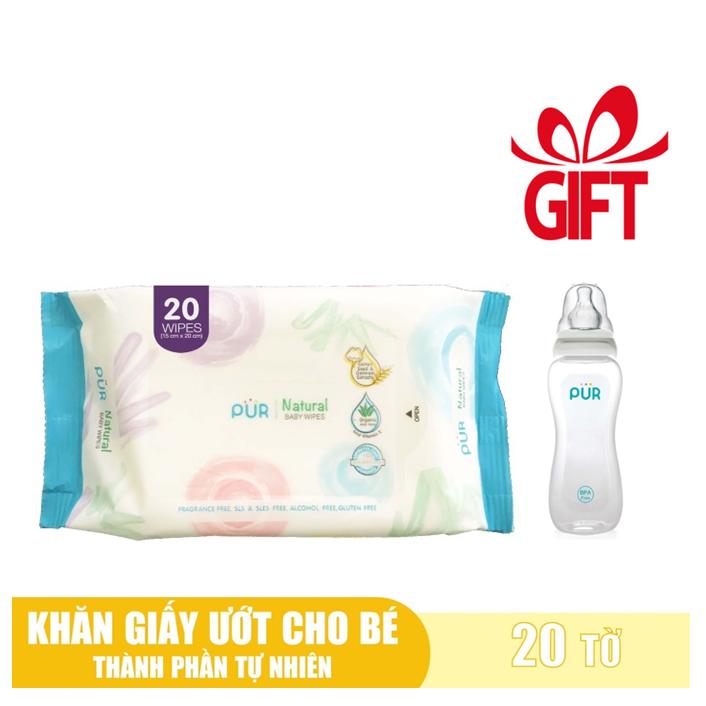 PUR -  [Lấy quà trong Live] Khăn ướt 20 tờ tặng kèm bình Comfort (60, 120, 250) 4