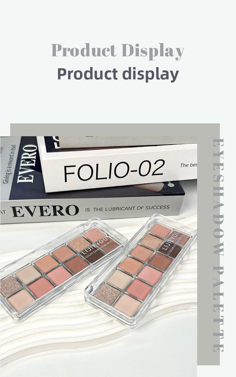 12 Shades Pro Touch Eyeshadow Palette  Waterproof Lasting
