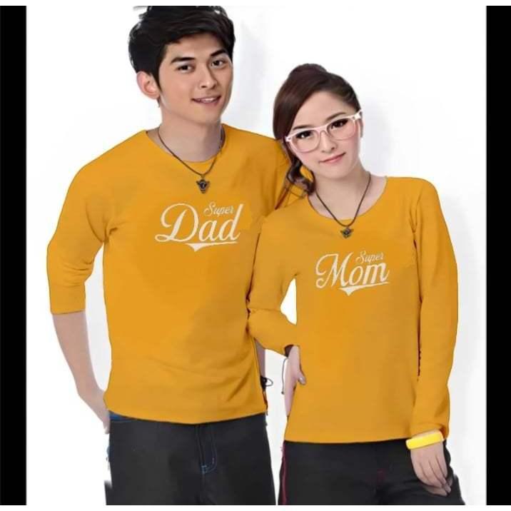 (HARGA SUDAH DAPAT 2 BAJU) Kaos Couple SUPER DAD MOM Lengan Panjang Bahan Katun Soft Sablon Printing Digital DTF Distro Cewek Cowok Pasangan Oblong Dewasa Lembut Wanita 7