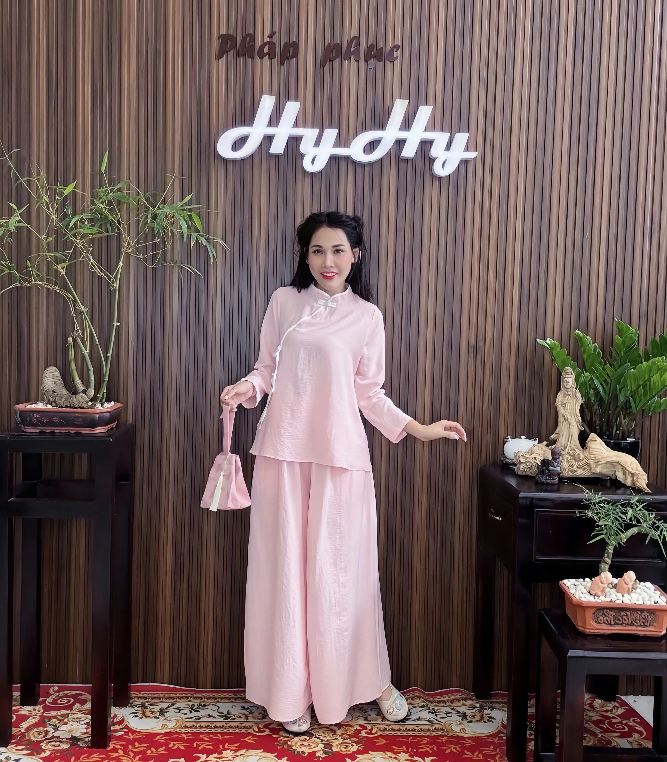 HyHy House - TÂM ĐOAN Bộ Pháp Phục Lễ Chùa Nữ Big size Tay Dài Phối Màu Sang Trọng