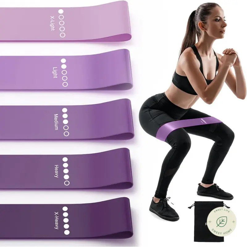 Resistance Bands, Exercise Workout Bands for Women and Men, 5 Set of Stretch Bands for Booty Legs, Pilates Flexbands