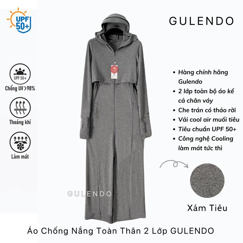 Áo chống nắng toàn thân 2 lớp có che trán vành mũ tháo rời Gulendo