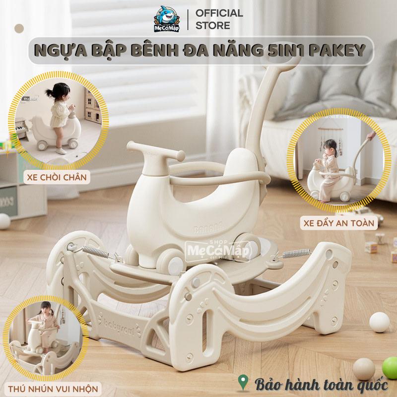 Ngựa Bập Bênh Đa Năng Cao Cấp Pakey, Set Xe Chòi Chân, Xe Đẩy, Thú Nhún Cho Bé Màu Sắc Sang Trọng Chịu Tải 80Kg- Banana