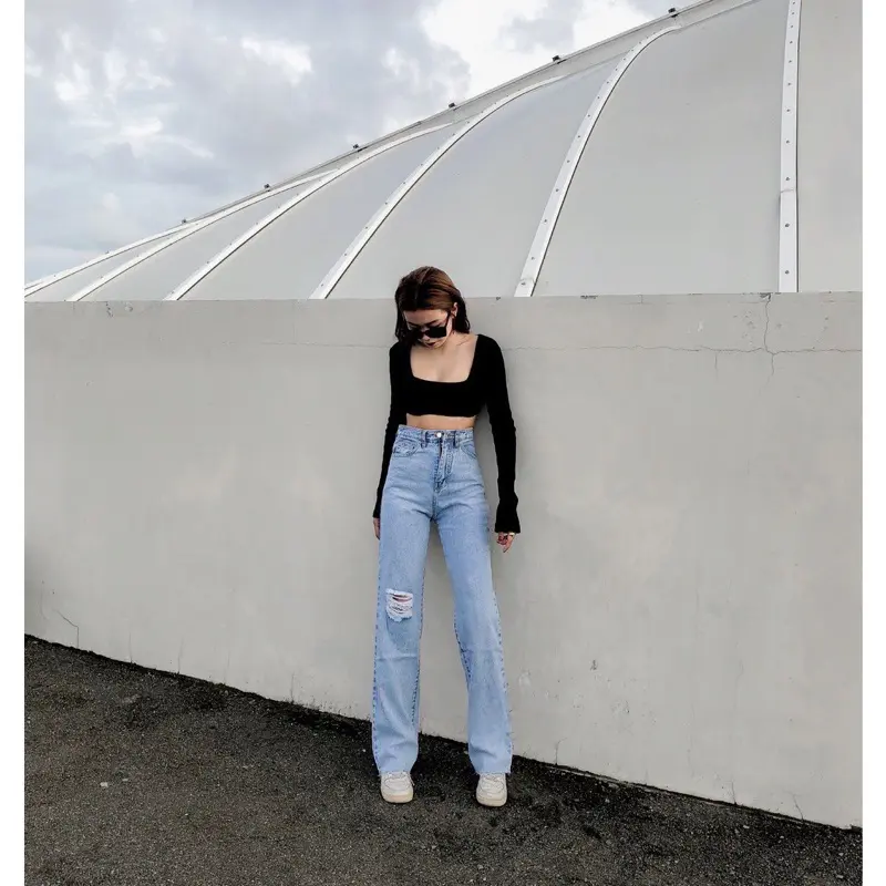 MISU STORE - Celana Kulot Jeans Sobek - Celana Kulot Loose Jeans Destoy Vania - Kulot Jeans Ripped Jeans TGH 3