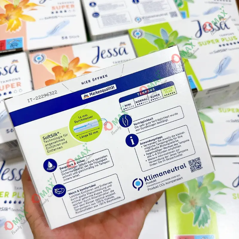 TAMPONS JESSA Đức Dạng Nút - Siêu Thấm Hút - Tiện Lợi - Nhỏ Gọn Dễ Dùng - Hàng Nhập Khẩu - Đủ Các Giọt ( Tampon ) Nữ Women 5
