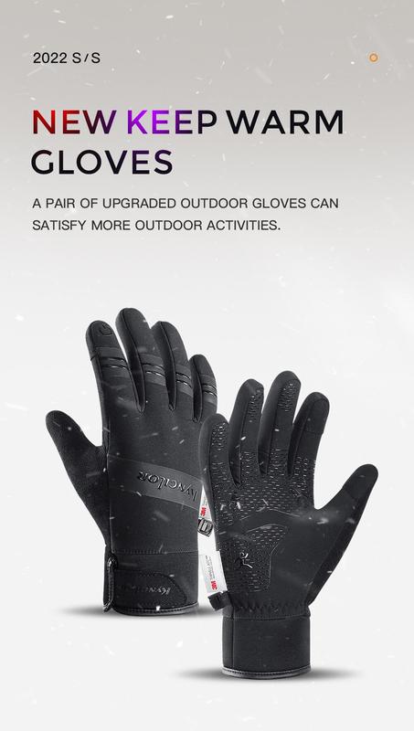 Product Introduction of Cycling Gloves Winter Touch Screen Motorcycle Gloves Outdoor Scooter Windproof Riding Ski Gloves Warm Bike Gloves Black 11