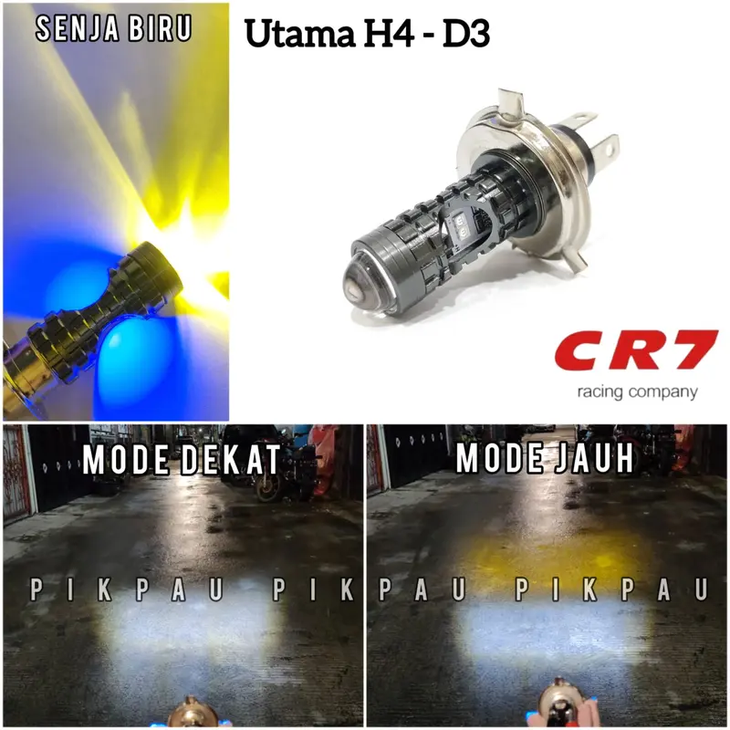 Lampu Utama LED H4 D3 Senja Biru High Low Putih Kuning VIXION CBR NINJA KLX CRF BYSON 0