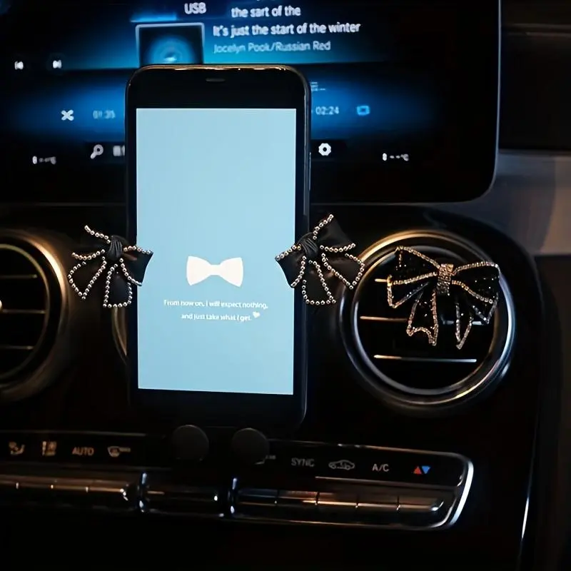 Car Air Vent Phone Holder, Cute Bowknot Design Car Phone Holder, Universal Car Interior Accessories for Women 3