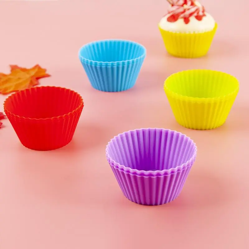 Silicone Cupcake Baking Mold, 12pcs Heat Resistant Non-stick Cupcake Liners, Practical Baking Tools for Kitchen, Gifts Idea
