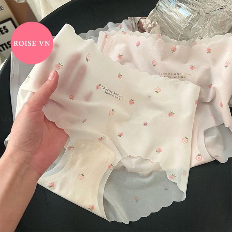 Set 10 hoặc 5 quần lót su tơ nữ hình trái dâu không viền mỏng nhẹ tàng hình Women Cotton QL385