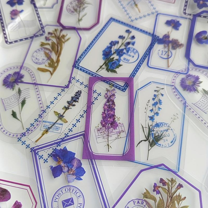 Vintage Floral & Plant Pattern Sticker, 2 Packs(60sheets) Self Adhesive Decorative Stickers, Diy Decals for Water Bottle, Laptop, Phone Case, Scrapbooking, Journal Making, Gift Wrapping 6