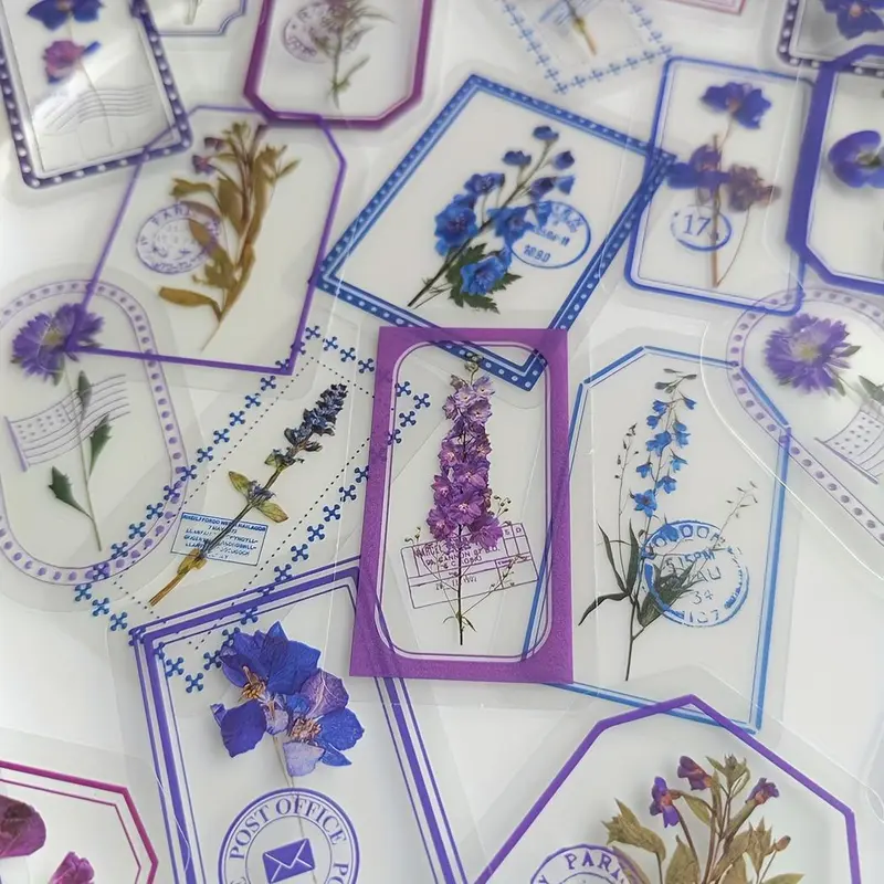 Vintage Floral & Plant Pattern Sticker, 2 Packs(60sheets) Self Adhesive Decorative Stickers, Diy Decals for Water Bottle, Laptop, Phone Case, Scrapbooking, Journal Making, Gift Wrapping 6