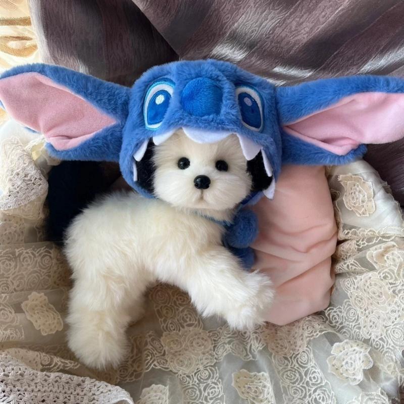 Maltese Headgear Stitch Hat Stitch Funny Disguise Cap Pet Puppy Cat Cute Headwear 1