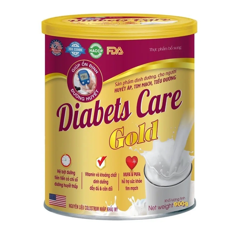 COMBO 2 Sữa Tiểu Đường Diabets Care Gold 900g (Màu Tím - Lon Sơn) Đậu Dâu