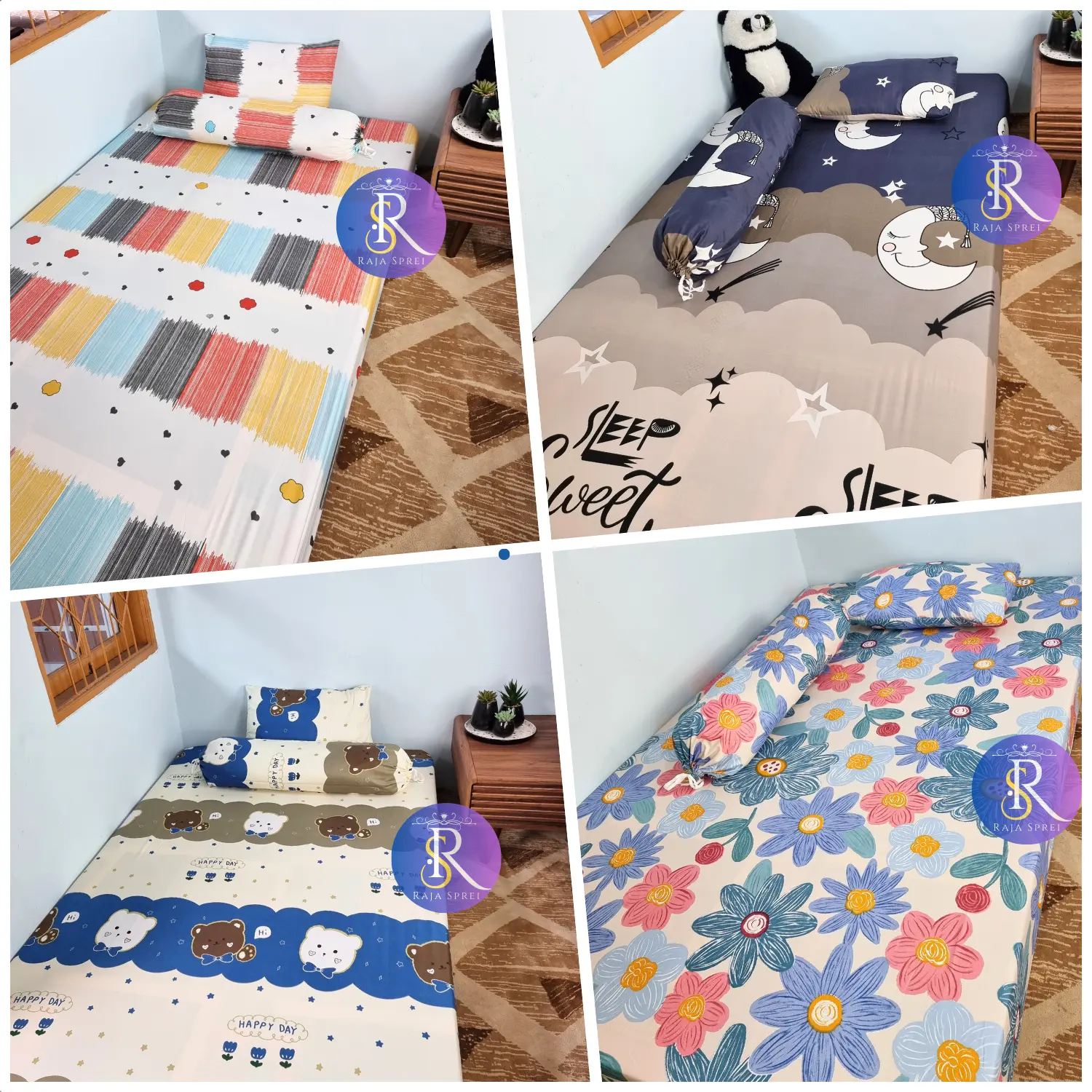 Sprei Home Made Motif Modern Uk 90x200 120x200 Single No.4 Free Sarung Bantal Guling