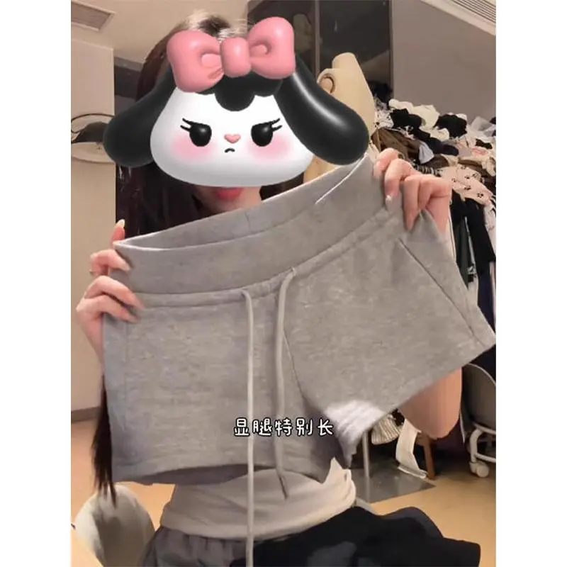 [1076 Favorites] American Style Spicy Girl Drawstring Sports Shorts for Women 2025 Summer New Slim Fit Outer Wear Hip-Hugging Slimming Casual Low Waist