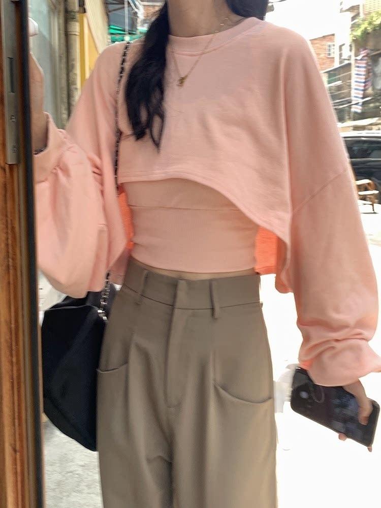 Product Introduction of เสื้อสเวตเตอร์คอกลมแขนยาวผู้หญิงสีทึบ, สไตล์สปอร์ต, แฟชั่นสไตล์ไฮสตรีท, ทรงหลวม, อเนกประสงค์, เสื้อกั๊กสลิง, เหมาะสำหรับฤดูใบไม้ผลิและฤดูร้อน, ปี 2024 5