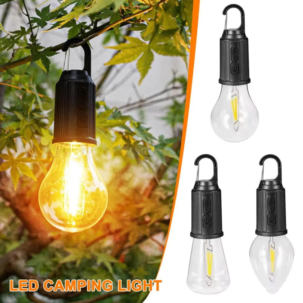 Đèn LED Cắm Trại, Đèn Bóng Đèn Cầm Tay Móc Mini, Chống Thấm Nước Khẩn Cấp, Có Thể Sạc Lại, Thích Hợp Cho Các Hoạt Động Ngoài Trời, Đi Bộ Đường Dài