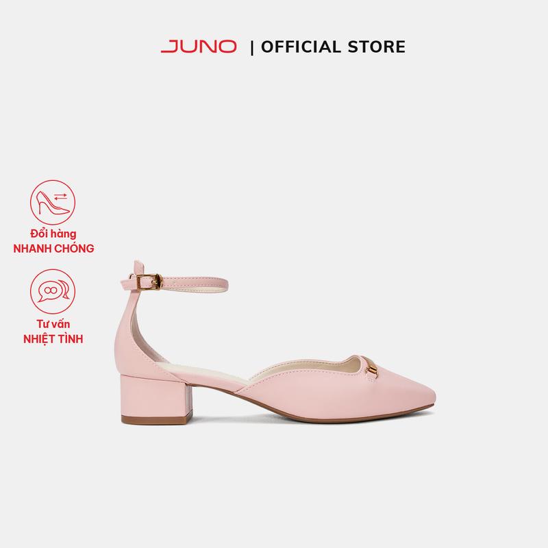 JUNO Giày Búp Bê Cao Gót Phối Khoá Trang Trí - CG05135