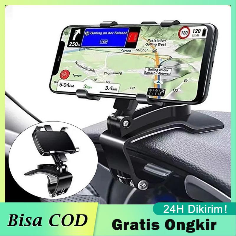 Stand Holder HP Dashboard MOBIL Jepit 360 Derajat 3 in 1 Universal 0