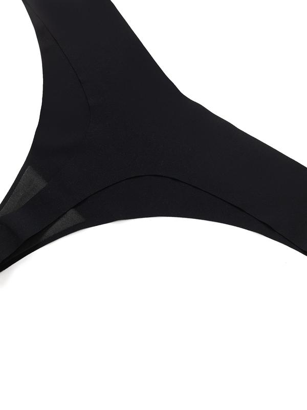 Women's 5pcs Solid Drop Waist Thong, Casual Comfortable Breathable Panty for Daily Wear, Ladies Underwear for All Seasons 6