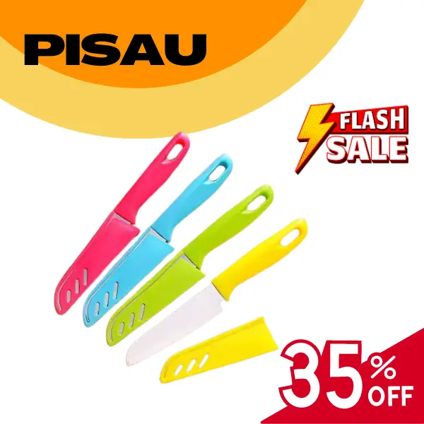 Pisau Buah Dapur Stainless Steel + Sarung Plastik - hijau muda