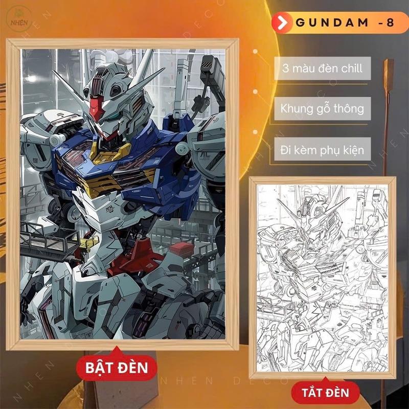 Tranh Đèn Trang Trí Gundam để bàn, tranh đèn LED DECOR Anime treo tường làm quà tặng, đèn ngủ, tranh đèn led GUNDAM