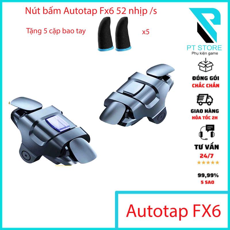 Nút bấm chơi game Fx6 Autotap 50 nhịp/s bấm Pubg Mobile Free Fire 4 ngón cực nhạy cực bền và an toàn