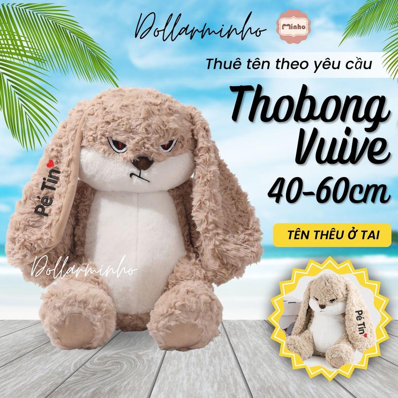 THÊU TÊN - LẤY NGAY Gấu Bông Thỏ Bunny Mặt Quạo - Thỏ Hung Hăng Tai Dài Lông Mềm Đáng Yêu Cho Bé