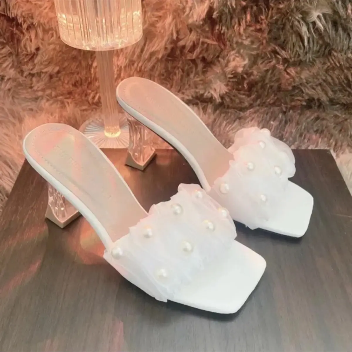 MÃ 62  dép nữ nhún bèo đính ngọc gót 7cm DéP Shoes GiàY Sandal