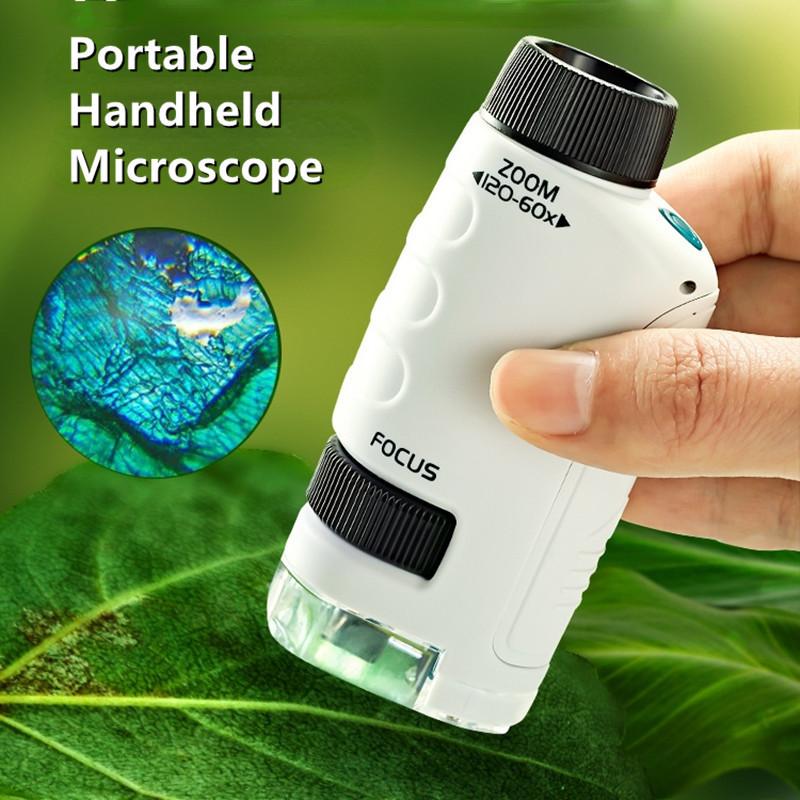 Product Introduction of Handheld Microscope Kit Lab LED Light 60X to 120X Home School Biological Science Educational Toys For Children Birthday Gift 16