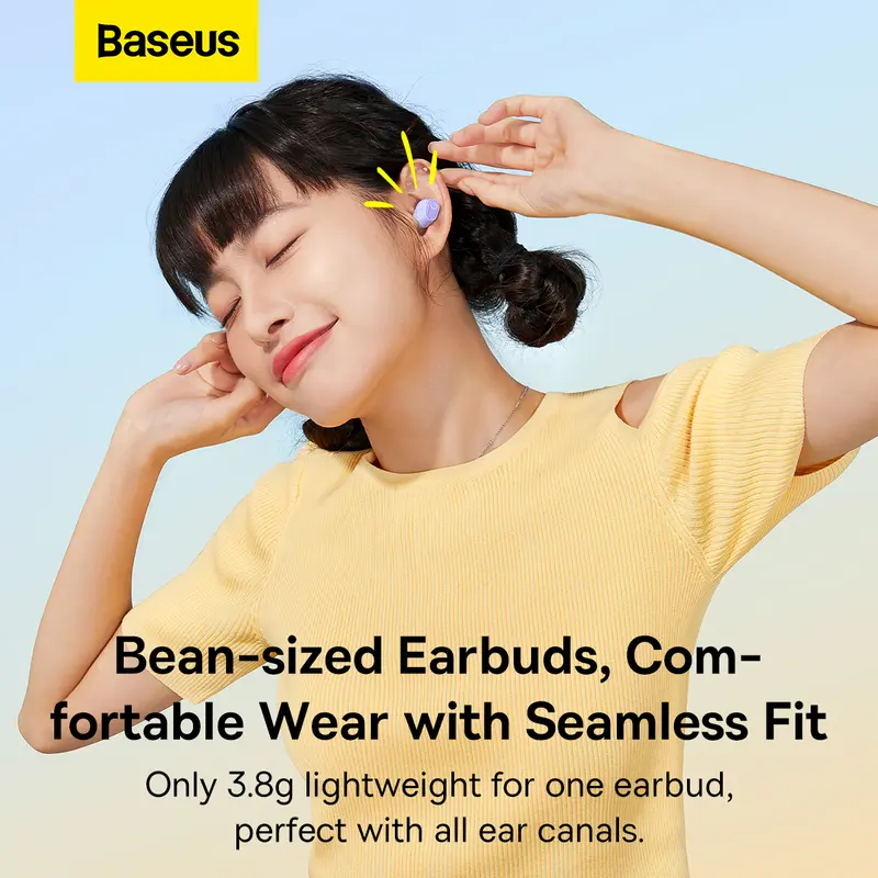 Baseus True Wireless Bluetooth Earphone Mini Earbuds TWS WM02 Baterai Awet Tahan Lama Laptop Headphones Laptop Headphones 5